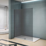 Aica sanitaire - paroi de douche 120x200cm en 8mm verre fum� et anticalcaire avec une barre de fixation ...