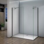 Paroi de douche 140x200cm aica 10mm verre anticalcaire avec 2 barres de fixation extensible cabine de ... Paroi de douche 140x200cm aica 10mm verre anticalcaire avec 2 barres de fixation extensible cabine de ...