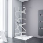 Paroi de douche 90 x 200 cm � l'italienne, profil� chrom�, paroi fixe walk in verre 6 mm d�cor cailloux ...