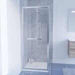 Paroi de douche d'angle 80x80 cm porte rentrante clever