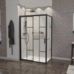 Paroi de douche d'angle effet verrire atelia avec porte coulissante 120 cm x 80 cm