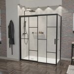 Paroi de douche d'angle effet verri�re atelia avec porte coulissante 160 cm x 80 cm