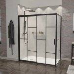 Paroi de douche d'angle effet verri�re atelia avec porte coulissante 160 cm x 90 cm