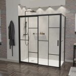Paroi de douche d'angle effet verri�re atelia avec porte coulissante 170 cm x 90 cm