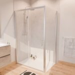 Cuisibane - paroi de douche d'angle avec porte coulissante + retour fixe nerina - 120x90 cm
