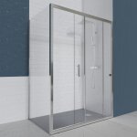 Paroi de douche d'angle avec porte coulissante + retour fixe nerina - 170x80 cm