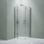Paroi de douche d'angle verre 8mm cabine de douche chrome intgrale parre douche 2 portes pliantes angle ...