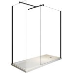 Giorgy - paroi de douche angulaire type walk - in 8mm avec verre transparent cadre noir mat 80x100
