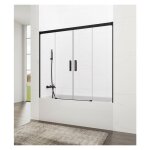 Gme - paroi de douche baignoire basic noir spazio 2 fixes + 2 coulissants mesure d'installation: 172 ... Gme - paroi de douche baignoire basic noir spazio 2 fixes + 2 coulissants mesure d'installation: 172 ...