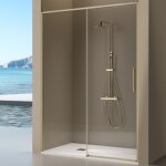 Paroi de douche dore fixe + porte coulissante delta or bross 150 - 152. 6 cm