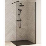 Kinedo - paroi de douche fixe 198, 3 x 130 smart design solo profil� noir verre transparent