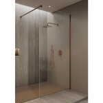 Paroi de douche fixe or rose bross� 80 cm - lixa