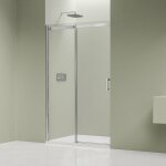 Bernstein - paroi de douche en niche verre transparent nano 6mm, porte coulissante - profil� alu chrome ...