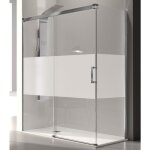 Kassandra - paroi de douche fixe + porte coulissante glasé verre sérigraphié 140 cm sans paroi latérale ... Kassandra - paroi de douche fixe + porte coulissante glasé verre sérigraphié 140 cm sans paroi latérale ...