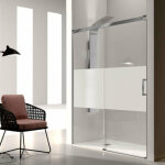 Kassandra - paroi de douche fixe + porte coulissante glas verre srigraphi 160 cm sans paroi latrale ...