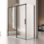 Paroi de douche fixe + porte coulissante luna profil noir mat 100 - 104 cm sans paroi lat�rale