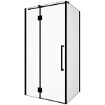 Paroi de douche fixe avec porte pivotante noir mat style industriel - 80 x 100 x 190 cm - princeton