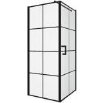 Vente - unique - paroi de douche fixe avec porte pivotante serigraphi�e noir mat - 80 x 80 x 190 cm - ...