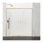 Paroi de douche frontale twenty or avec ouverture centrale, 2 panneaux fixes avec 2 portes coulissantes, ...