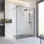 Schulte - paroi de douche 120 x 200 cm � l'italienne contoura, profil� noir, paroi fixe walk in, verre ...