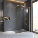 Paroi de douche 90 x 200 cm  l'italienne contoura, profil or mat, dor, paroi fixe walk in, verre 6 ...