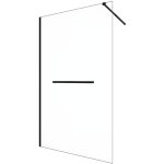 Vente - unique - paroi de douche � l'italienne avec porte - serviette - 120 x 200 cm - noir mat - verre ...