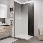 Paroi de douche  l'italienne, profil aspect chrom, paroi fixe walk in, newstyle schulte verre brume, ...