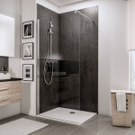 Paroi de douche à l'italienne, profilé aspect chromé, paroi fixe walk in newstyle schulte 80 x 190 cm, ... Paroi de douche à l'italienne, profilé aspect chromé, paroi fixe walk in newstyle schulte 80 x 190 cm, ...