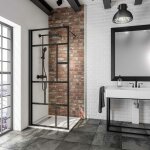 Paroi de douche  l'italienne, profil noir, paroi fixe walk in style industriel, newstyle atelier schulte ...
