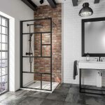 Paroi de douche à l'italienne, profilé noir, paroi fixe walk in style industriel, newstyle atelier schulte ... Paroi de douche à l'italienne, profilé noir, paroi fixe walk in style industriel, newstyle atelier schulte ...