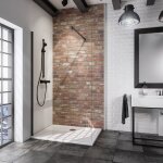 Jamais utilis ] - paroi de douche  l'italienne, profil noir, paroi fixe walk in newstyle schulte verre ...