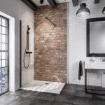 Paroi de douche  l'italienne, profil noir, paroi fixe walk in newstyle schulte verre transparent anticalcair ...