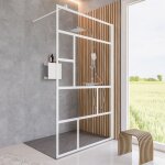 Paroi de douche à l'italienne, verrière blanche mate, paroi fixe walk in style industriel, newstyle atelier ... Paroi de douche à l'italienne, verrière blanche mate, paroi fixe walk in style industriel, newstyle atelier ...