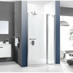 Leda - paroi de douche 1 porte pivotante et 1 partie fixe en ligne largeur 120cm - l13pr501031