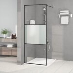 Paroi de douche noir 80x195 cm verre esg demi - d�poli vidaxl