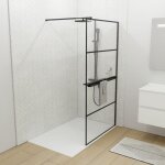Cuisibane - paroi de douche noir mat avec porte - serviette et tablette darky 100 cm Cuisibane - paroi de douche noir mat avec porte - serviette et tablette darky 100 cm