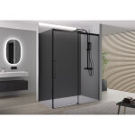 Paroi de douche noire mat verre gris cabine de douche intgrale parre douche angle porte coulissante ...