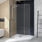 Kinedo - porte de douche coulissante smart design de verre transparent et profil blanc - 120 cm - partie ...