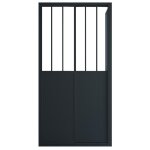 Paroi de douche avec porte coulissante noir mat style industriel - 100 x 80 x 195 cm - urbanik