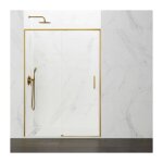Gme - paroi de douche twenty gold fixe + coulissant avec fermeture amortie 'soft - close' mesure: 125 ...