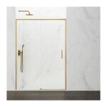 Gme - paroi de douche twenty gold fixe + coulissant avec fermeture amortie 'soft - close' mesure: 140 ...