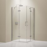 Paroi porte de douche pivotante en angle et receveur ex809 - verre de s�curit� nano - 90 x 90 x 195 cm ...