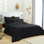 Univers decor - parure de draps 4 pi�ces unicolore noir pour lit 160 x 200 cm 'grande largeur' 100% coton ...