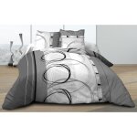 Le linge de jules - parure drap plat + drap - housse 140x190 + 2 t - pur coton 57 fils - roue l gris