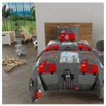 Soleil d ocre - parure housse de couette 140x200 cm pompiers gris, 100% coton 57 fils / cm2, par soleil ...