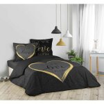 Douceur d'intérieur - parure housse couette 200x200 cm live love lauch Douceur d'intérieur - parure housse couette 200x200 cm live love lauch