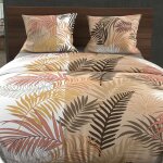 Soleil d ocre - parure housse de couette en coton 57 fils 240x220 cm jungle blanc, par soleil d'ocre