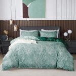 Parure housse de couette feuilles tropicales, 1 x housse de couette 200x200 cm 2 personnes et 2 x taies ...