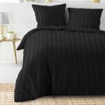 Parure de lit 240 x 220 cm + 2 taies ? microfibre unie cl�o noir