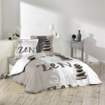 Parure de lit 3 pices 'galets zen' 240x220cm taupe
